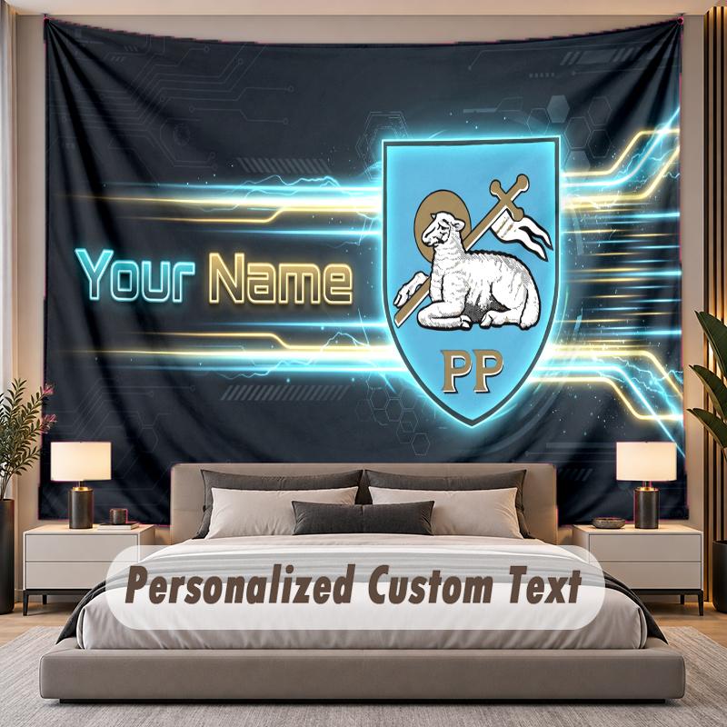 Custom Name Text Tapestry Preston North End Personalized Polyester Wall Tapestry For Bedroom And Room