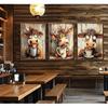 3pcs Funny Cow Canvas Wall Art Humor Dreaming Cow Drinking Coffee Posters Prints Paintings Playful Country Farmhouse Animals Wall Decor Pictures for