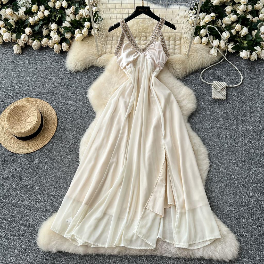 Summer Women V-neck Luxury Embroidery Long Maxi Evening Party Dresses