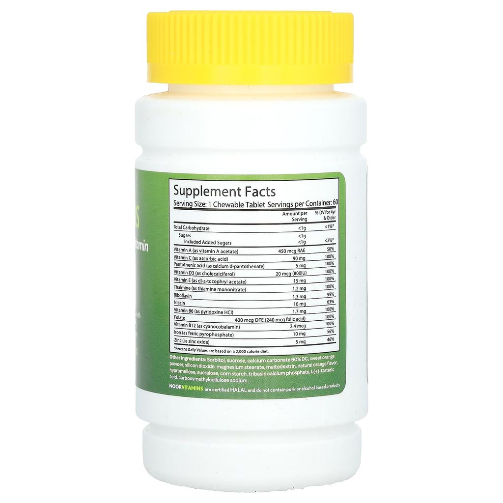 Noor Vitamins, Multivitamine für Kinder mit Eisen, 60 Kautabletten