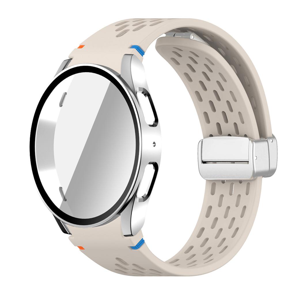 Case+Strap for Samsung Galaxy Watch 7 6 5 4 40/44mm Silicone Magnetic Band Tempered Glass Screen Film PC Protector Cover Bumper