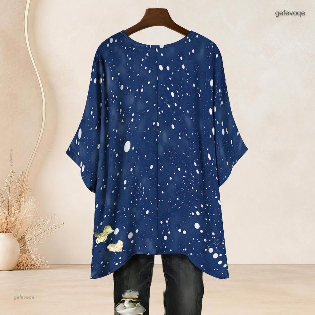 Plus Size Women Round Neck Batwing Sleeve Top Bald Eagle Patriotic Print Loose Irregular Casual Blouse