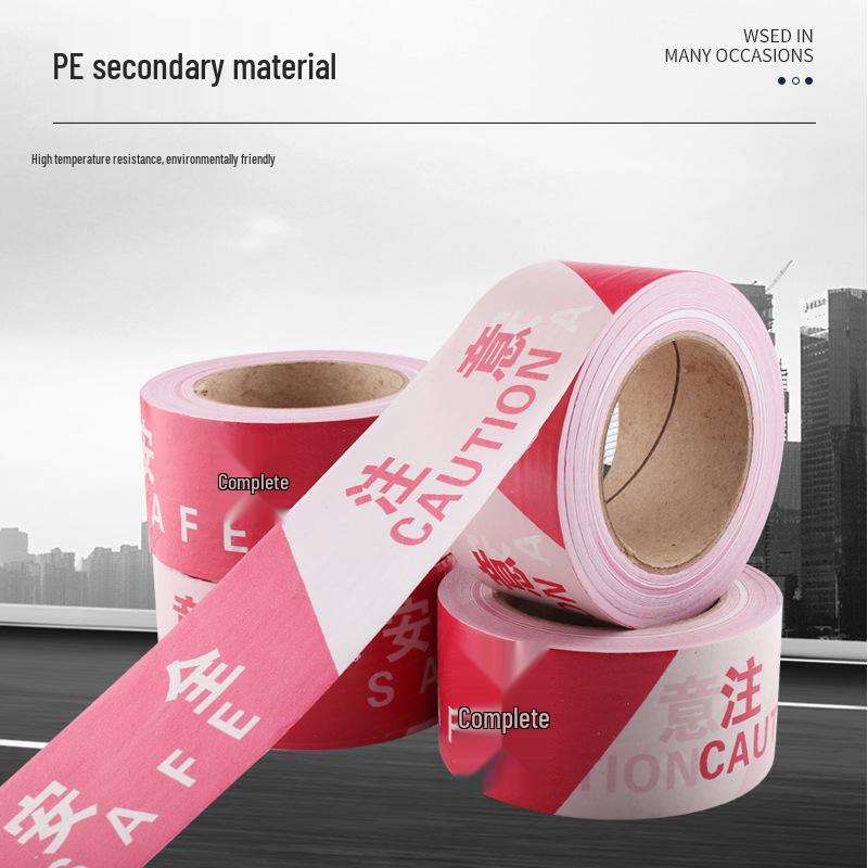 50m Red and White Construction Site Warning Tape – Disposable Barrier Tape