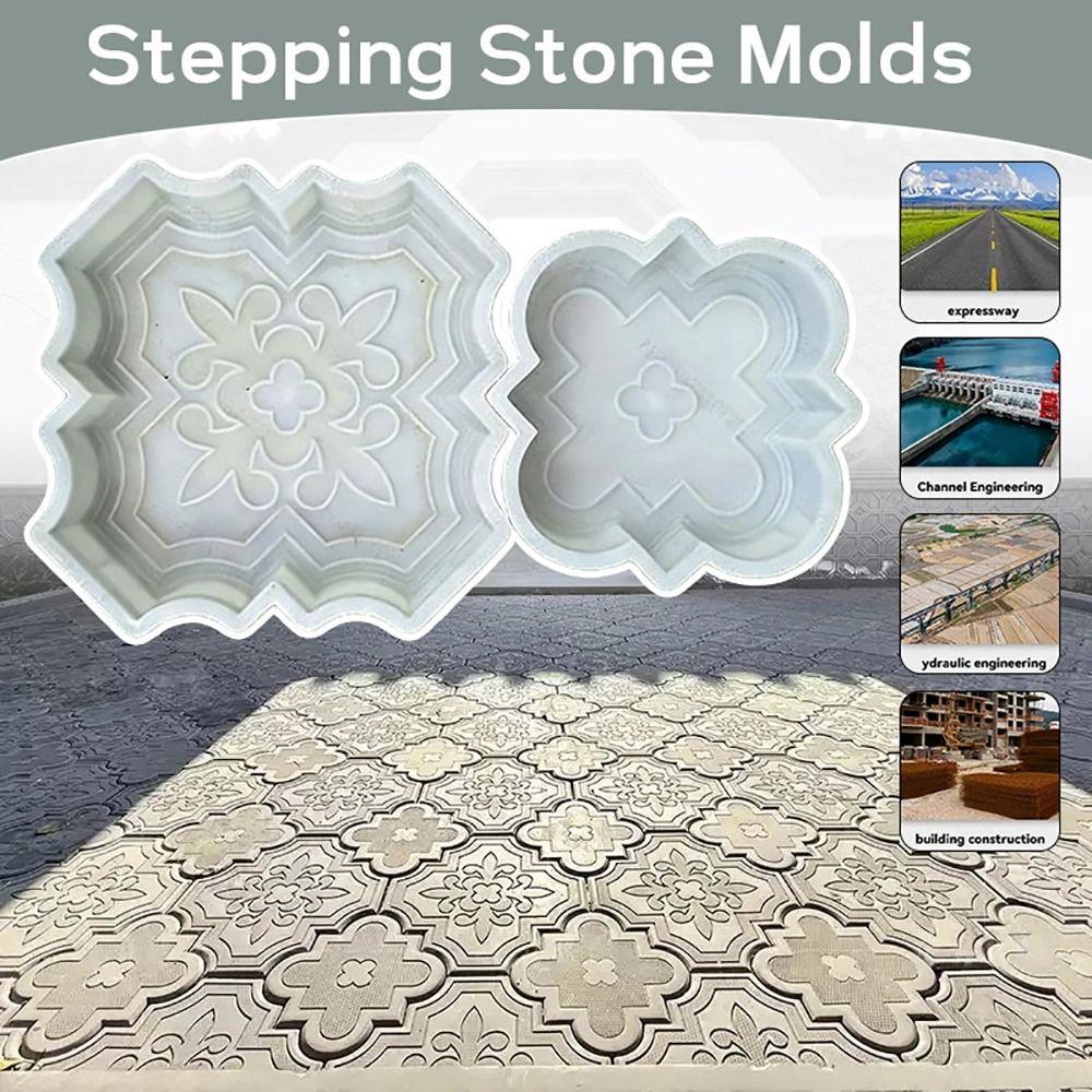 2Pcs/Set Plastic Stepping Stone Paver 30cm Concrete Path Maker Mold For Lawn Patio Yard Garden