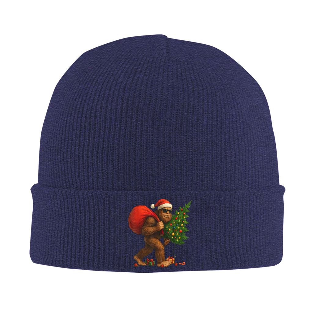 Bigfoot Stealing Christmas Tree Lights Xmas Knitting Hat Fashion Caps Men Outdoor Beanie Hats Winter Design Thermal Bonnet Hats