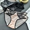 Ladies Spring Summer Light Luxury Premium Sense Bright Face Mesh Hollowed Out Ice Silk Lace Panties