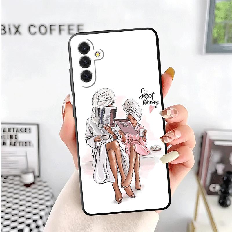 Baby Mom Girls Soft Phone Case for Samsung A17 A37 A57 A16 A26 A36 A56 A15 A25 A35 A55 A14 A24 A34 A54 A13 A23 A33 A53 A52 A12