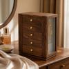 Jewelry Cabinet with Rotating Base Snap Closure for Bedroom, Vanity