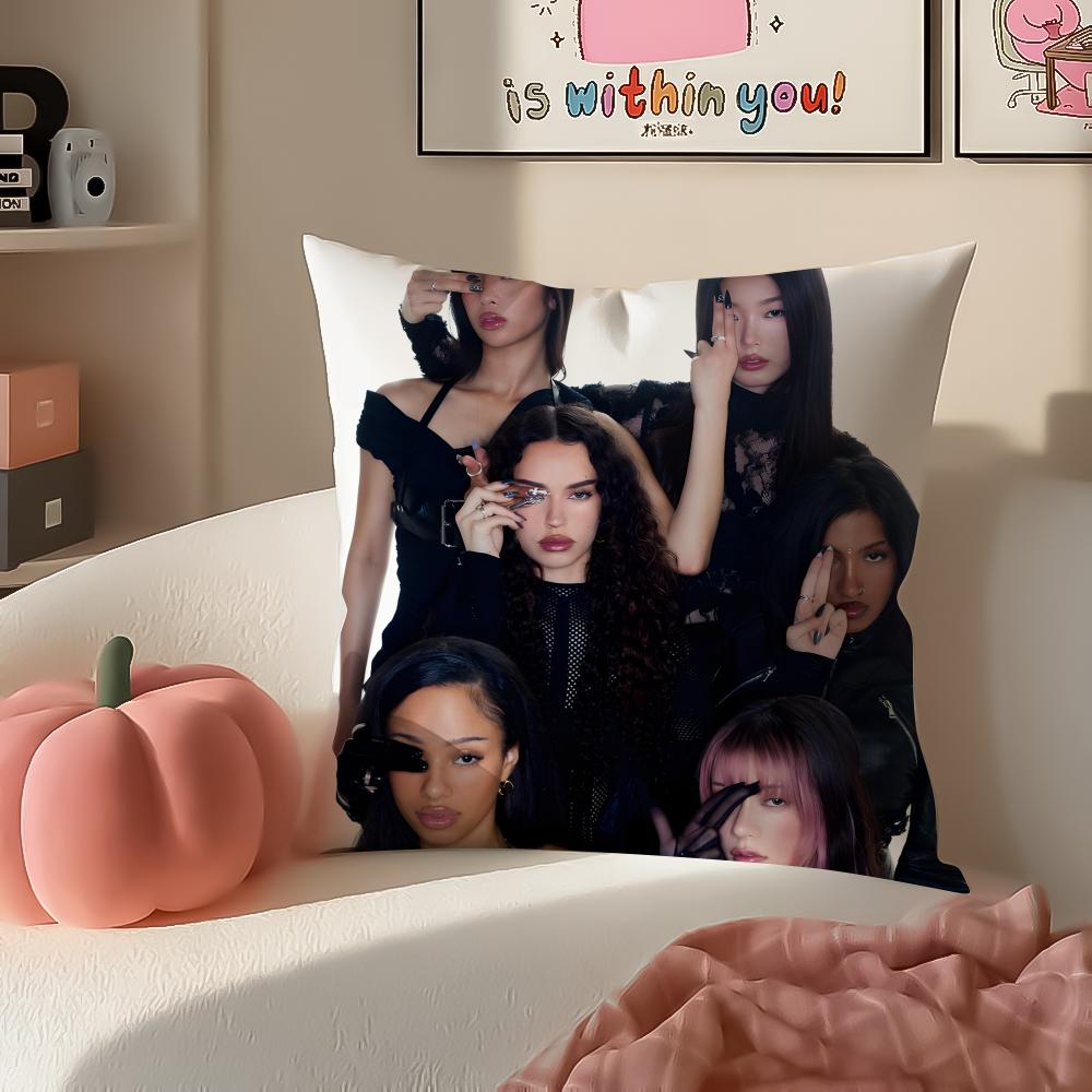 Pop Girl Group KKATSEYE Cushion Cover Pillowcase Short Plush Invisible zipper Room Sofa Cushion Cover