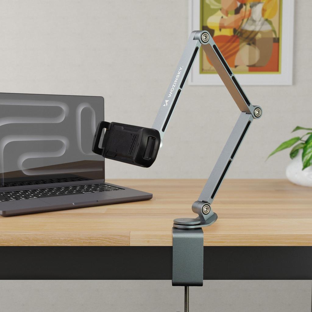Uchwyt Magnetyczny Biurkowy 360 Składany Na Telefon Tablet - Szary