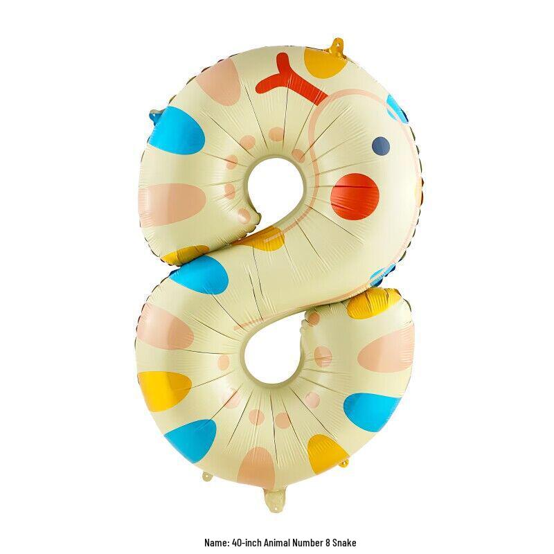 Cartoon Animal Number Balloons for Baby's 1st Birthday or 100 Days Celebration Photo Table