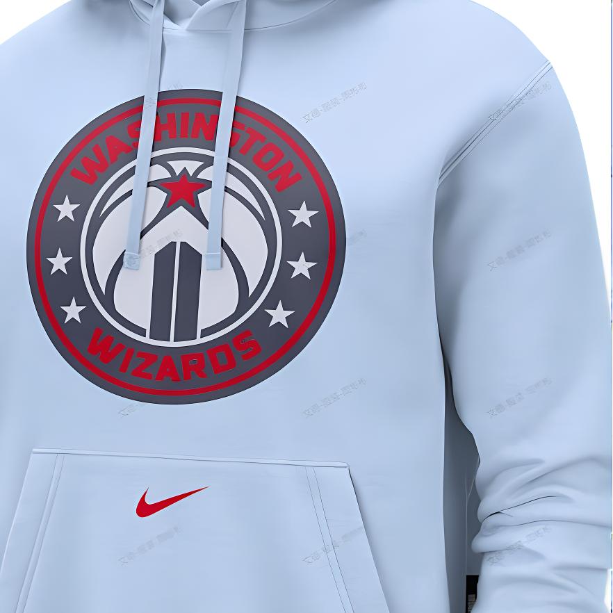 Nike X NBA Collaboration Washington Wizards 23-24 Season Casual Hoodie Men Hoodies Light-Blue HQ8999-407