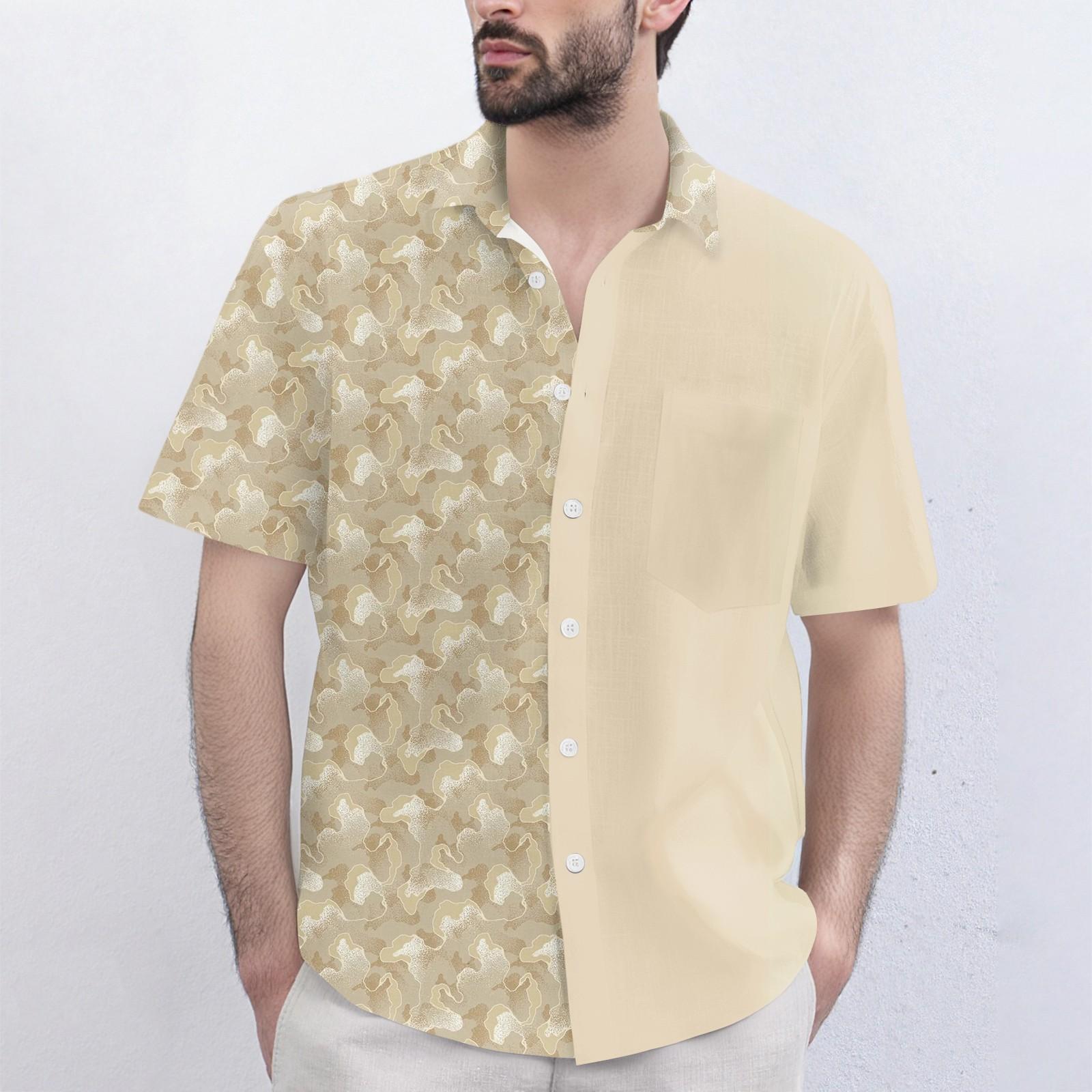 

Men s Fashionable, Casual, Loose Short-sleeved Shirt With A Lapel And Comfortable Button Top XXXL хакі