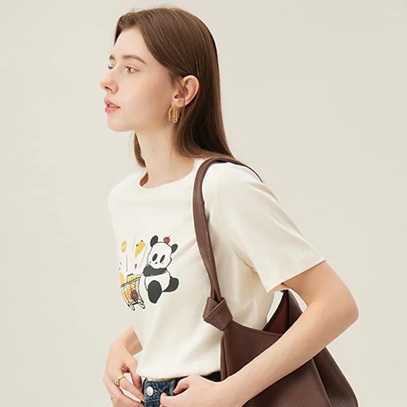 Women's Summer Cute Panda Print T-Shirt Casual Short Sleeve Cotton Top