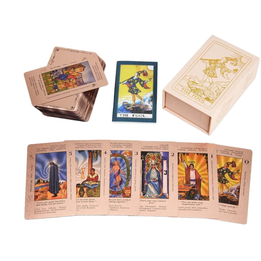 Beginner , Rose Gold , Includes A Guidebook, Gold,stamped Faces With Card Meanings, Suitable For Divination Games.