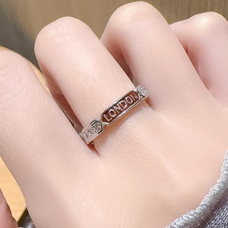 New Product Ring Niche High-End Light Luxury Zircon Retro Plain Ring Design Cold Wind Open Ring