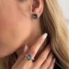 SHIXIN New Trendy Black Acrylic Rhinestone Earrings Open Rings Jewelry Set for Women 2026 New Luxury Accessories Lady Gifts
