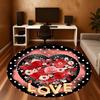 1pc Floral Love Round Chair Mat Area Rug - Non-Slip, Floor Mat for Office, Bedroom, and Indoor Decor -1002239