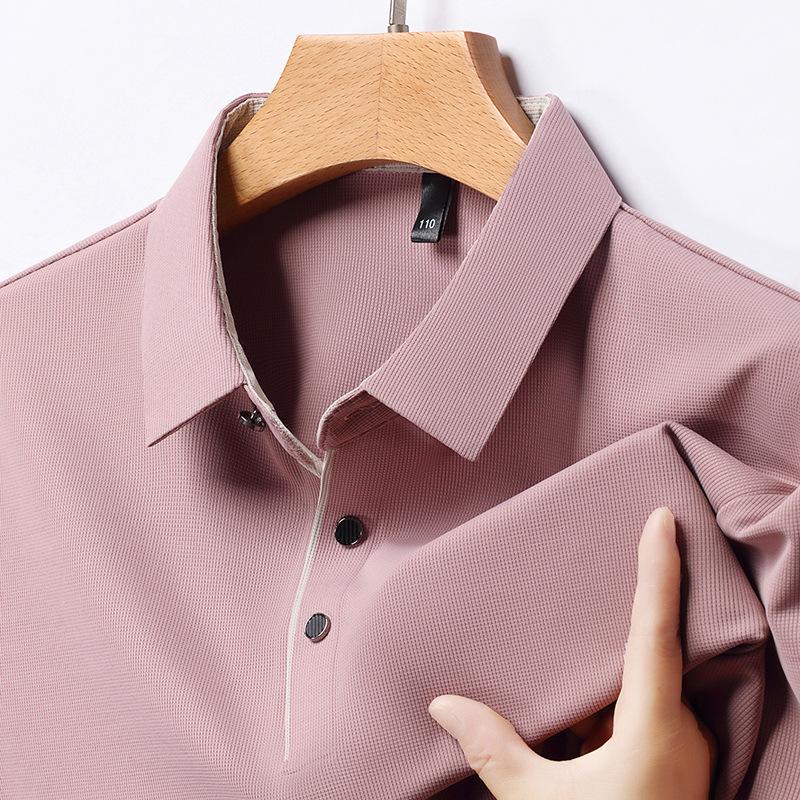 Solid Color Polo Shirt Men Business Polo Collar Half Sleeved Top Summer Casual Short Sleeved T-shirt Men Mountaineering Shirts