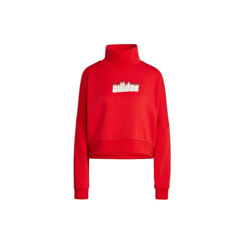 adidas Felpa Pullover Originals con Stampa a Strisce Trefoil e Collo Alto da Donna Top Rossi IA3931
