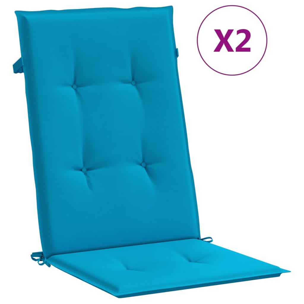 Garden Chair Cushions for High Back Chairs 2 Pcs Blue 120 X 50 X 3 Cm Fabric