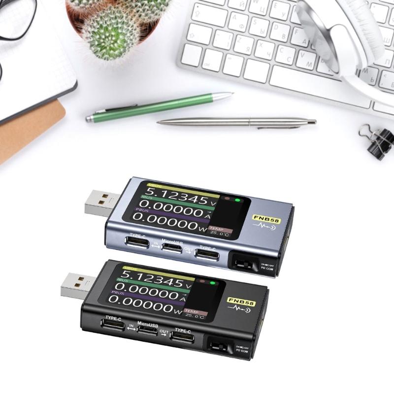 FNB58 USB Voltmeter Amperemeter Schnelllade-Tester Tragbares Stromspannungsmessgerät mit 2,0-Zoll-LCD-Display