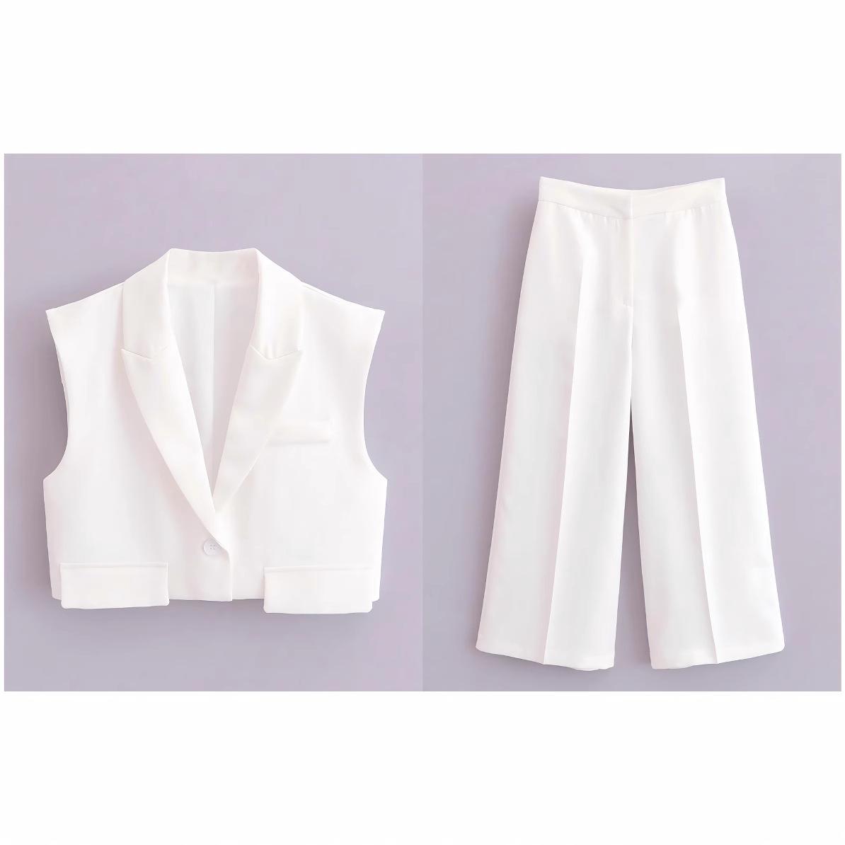 

2025 Spring Women s Flap Suit Vest & Wide-Leg Pants Set Extra Small