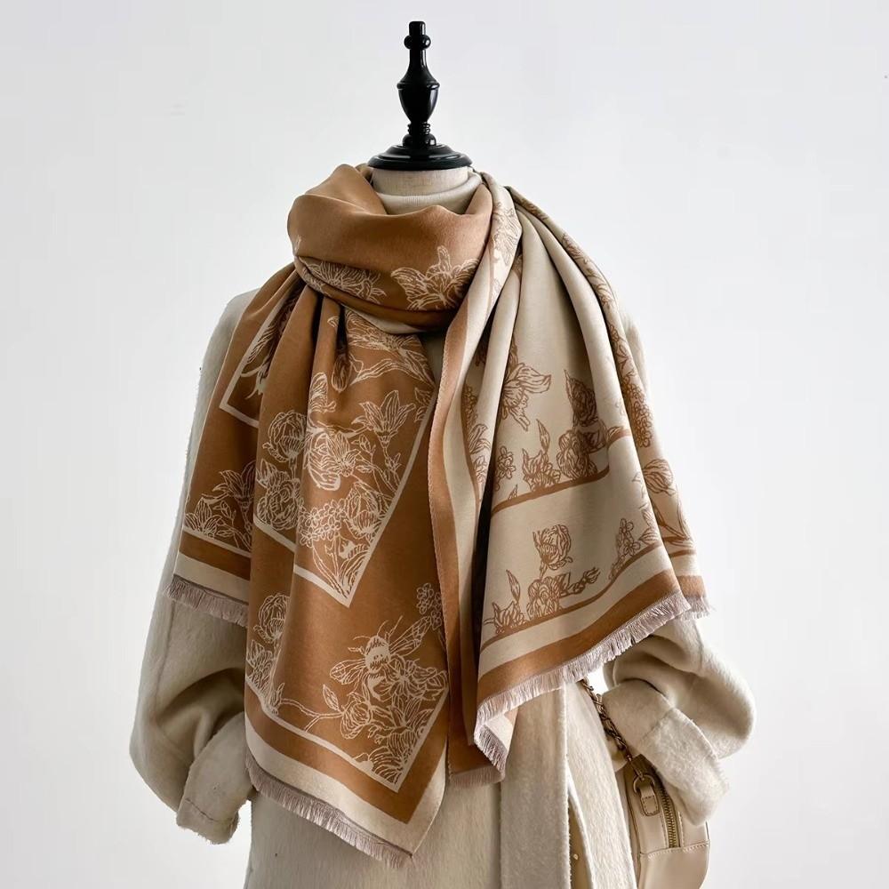 Thick Faux Cashmere Scarf Retro Women Wraps Elegant Lady Stoles  Winter Season