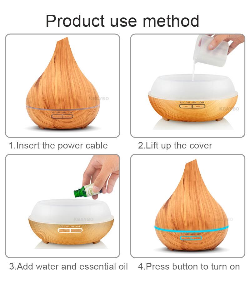 Wood Grain Aroma Diffuser & Humidifier with Small Spout - Indoor Air Purifier Atomizer.