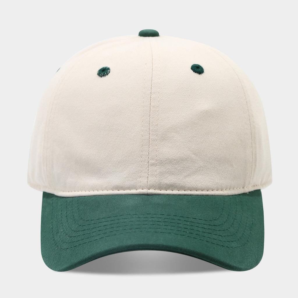 Kontrastfarben-Patchwork reine Baumwolle Baseballkappe Damen weiches Oberteil gebogene Krempe lässt das Gesicht kleiner wirken Retro vielseitig Partnerkappe