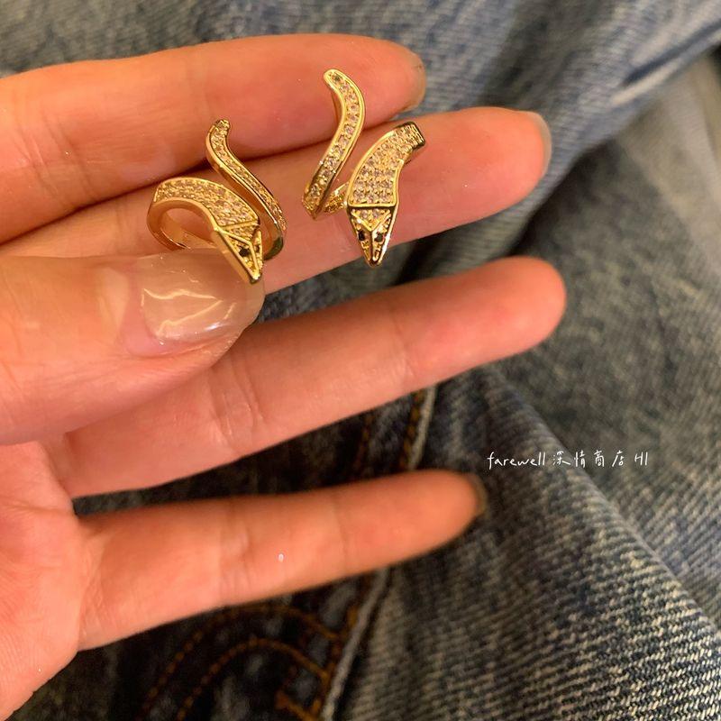

Great Value for Money! Benefits! Ear Studs Earrings 2025 New Arrival Best Selling Earrings Flash! Accessible Luxury Fancy 32-small snake gold Zircon stud earrings