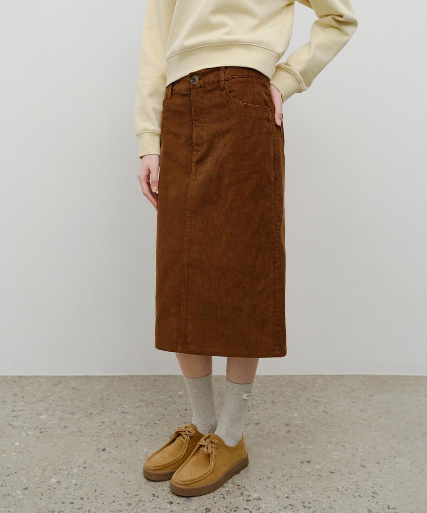 Malittepeulangsowajeobeo W Classic Corduroy Midi Skirt Brown