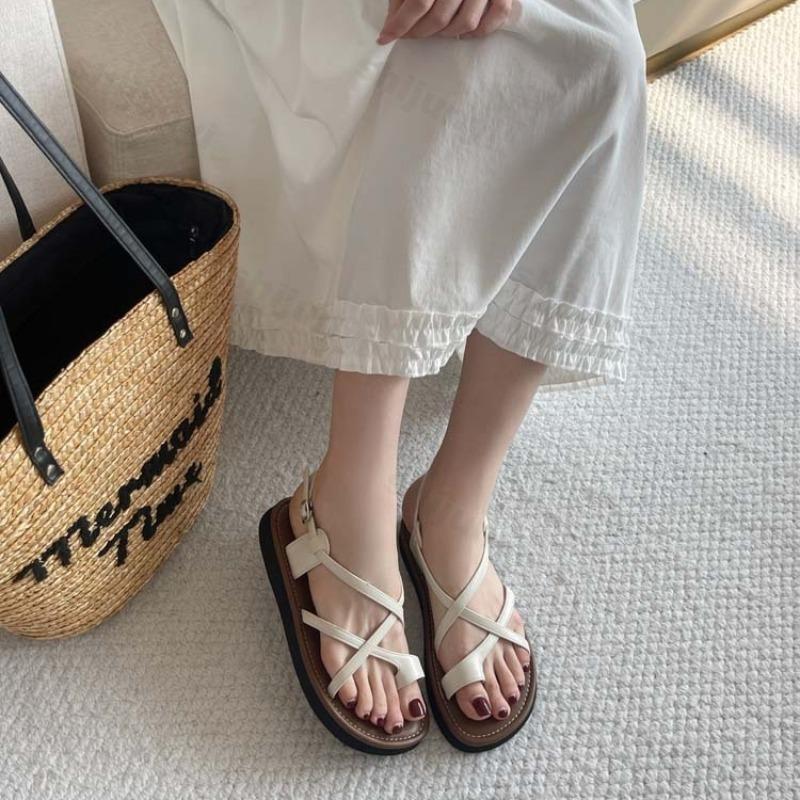Fashion 2025 Summer New Roman Style Open Toe Cross Strap Casual Sandals for Women Comfortable Versatile Outdoor Beach Fashion Cool Shoes