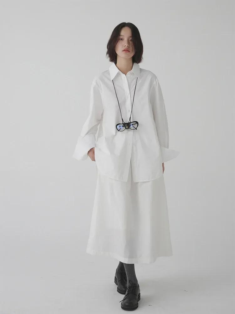 Siyuan 25 Early Spring Light Luxury High-Count Cotton Solid Color Long-Sleeve Silhouette Shirt for Women