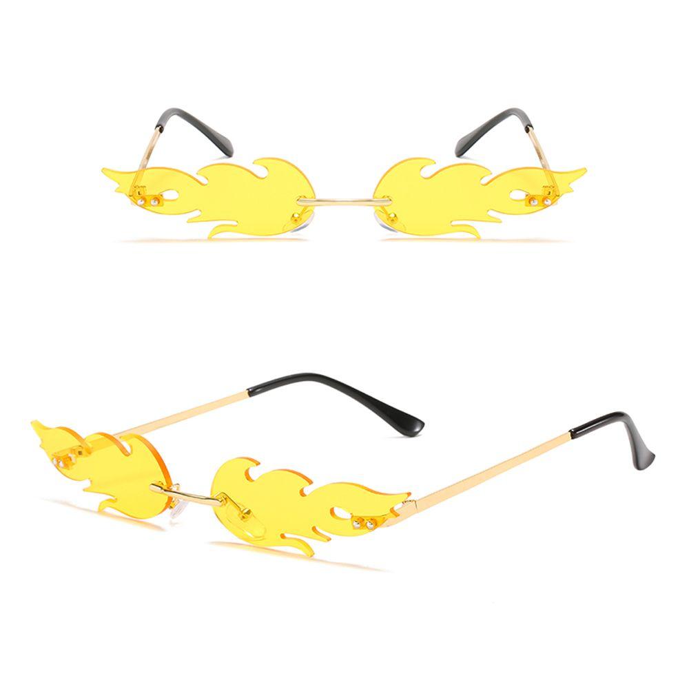 Rimless Eyewear Metal Sun Glasses Fashion Flame Sunglasses Sunglasses for Women Flame Shaped