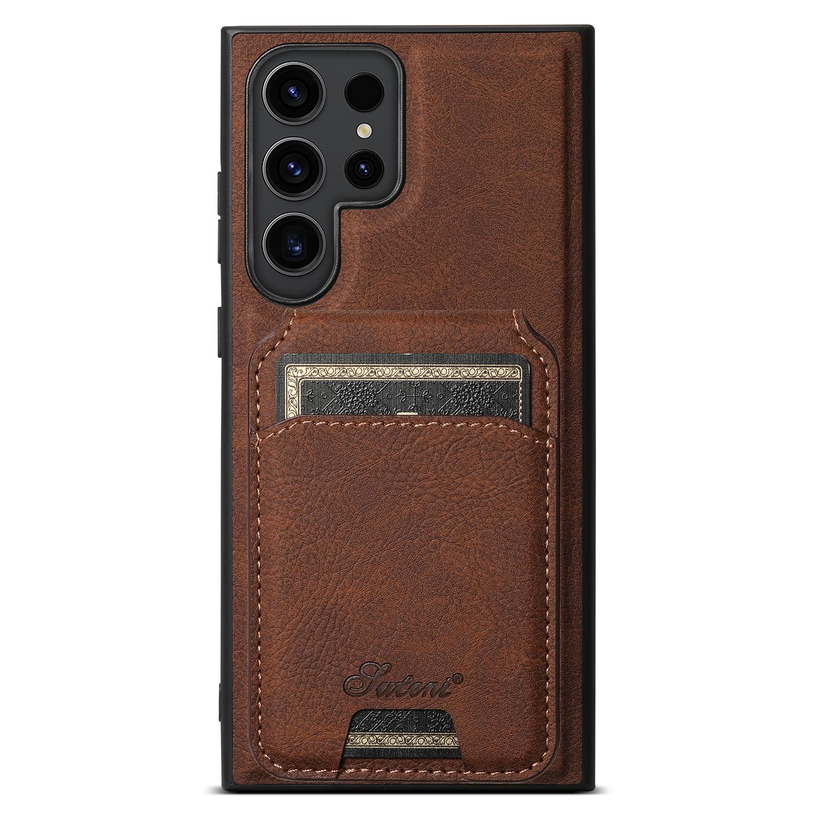 

SUTENI H16 For Samsung Galaxy S22 Ultra 5G Cell Phone Case Magnetic Detachable Back Cover Brown