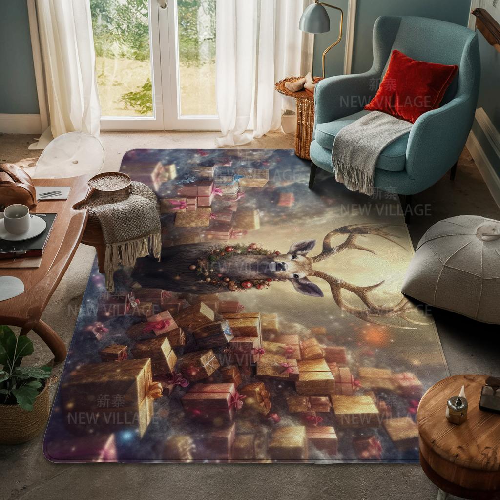House Entrance Carpet Home Door Mat Living Room Bath Foot Bathroom Non-slip Water Absorption Rugs Bath Merry Christmas Winter
