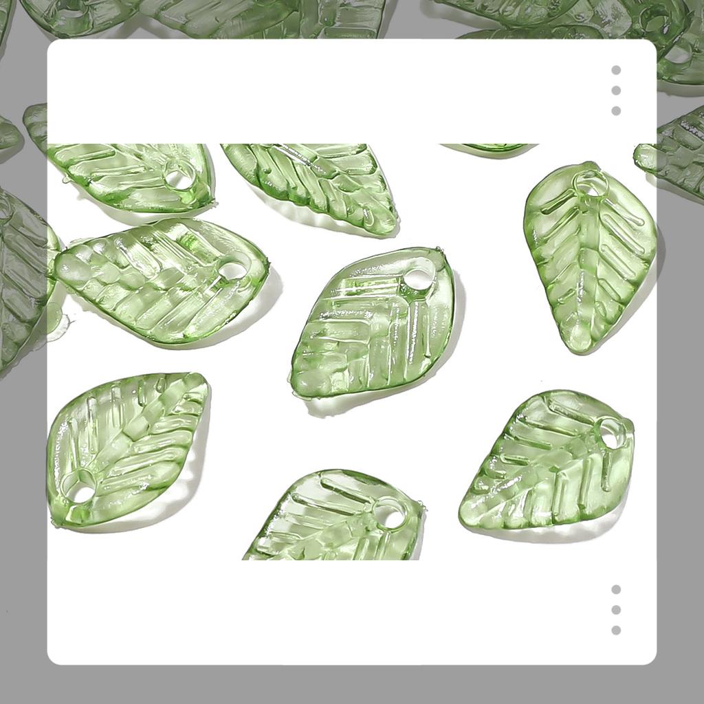 Grüne Blattanhänger für DIY-Schmuck – Transparente Acrylperlen zum Basteln, Von der Natur inspirierte Anhänger für Ohrringe, Armbänder