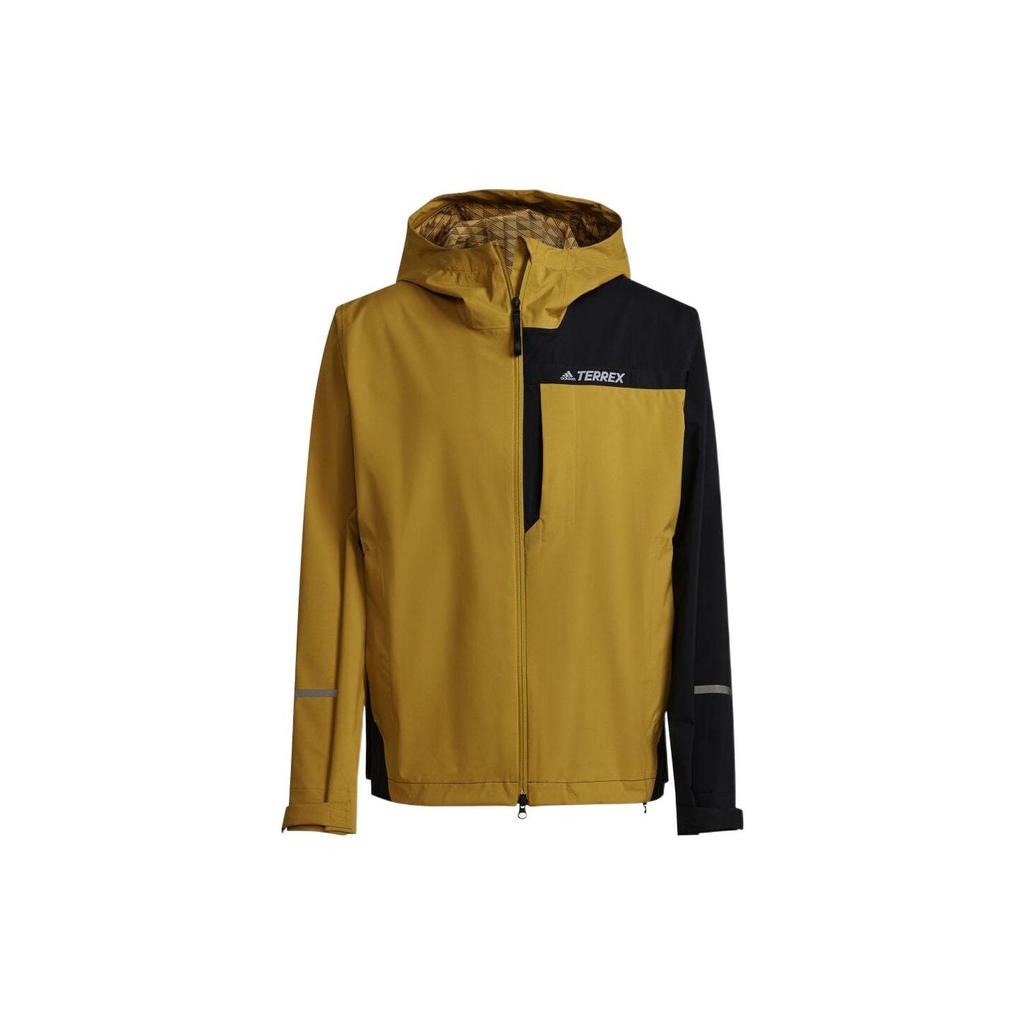 Adidas Color Block Logo Letter Print Hooded Long Sleeve Jacket Men Jacket Olive HF3272