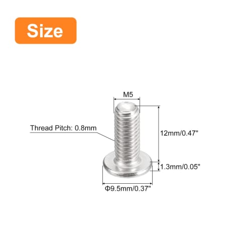 uxcell Flat Round Head Screws, 304 Stainless Steel, Phillips Drive Machine Screws, Hardware Fasteners for Furniture Connections, M5-0.8 x 12mm, 20 Pie