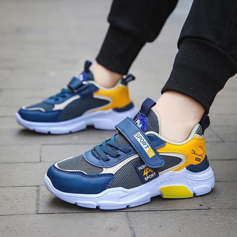 Cross-border hot selling boys' shoes 2024 spring and autumn new mesh breathable medium and large boys children's sports shoes