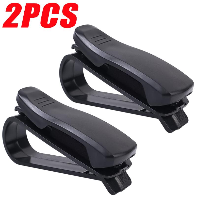 1-4pcs Car Glasses Holder Built-in Sponge Stand Sunglasses Clip Card Ticket Fastener 180°Double Buckle Auto Interior Accessories