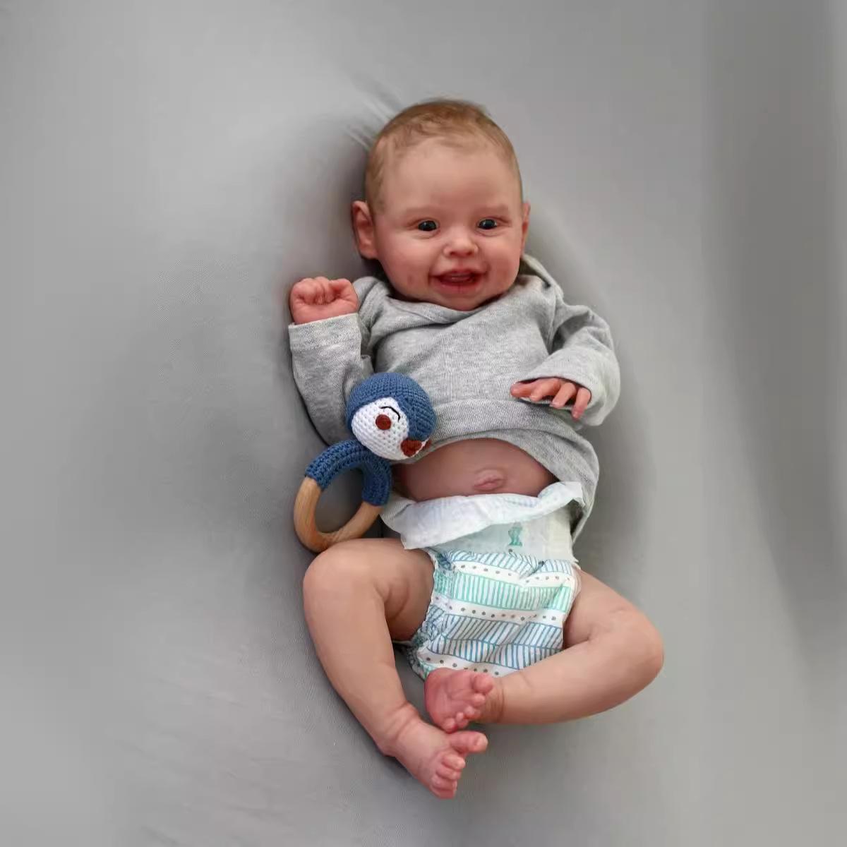NPK 50cm Harper Realistic Baby Doll for Play House 50cm Full Silicone Doll
