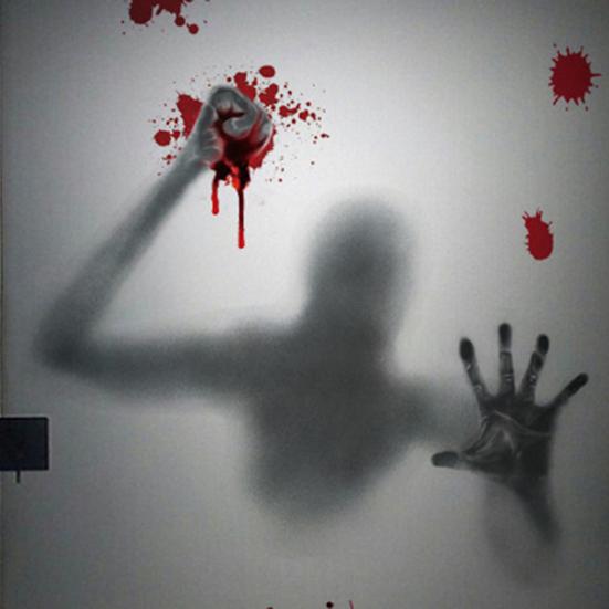 Window Sticker Removable Horror Traceless Reusable Scary Scene Layout PVC Ghost Shadow Blood Handprint Halloween Electrostatic Window Cling Showcase