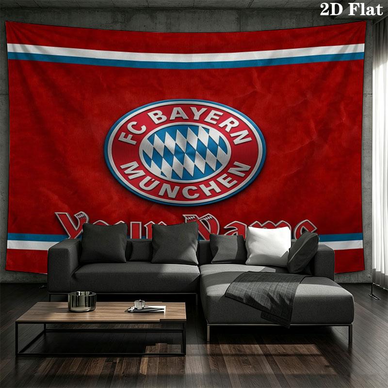 FC Bayern Munchen Custom Name Wall Tapestry Aesthetic Wall Hanging Printed Fabric Blanket Decorative Tapestries for Bedroom Living Room Home Decor