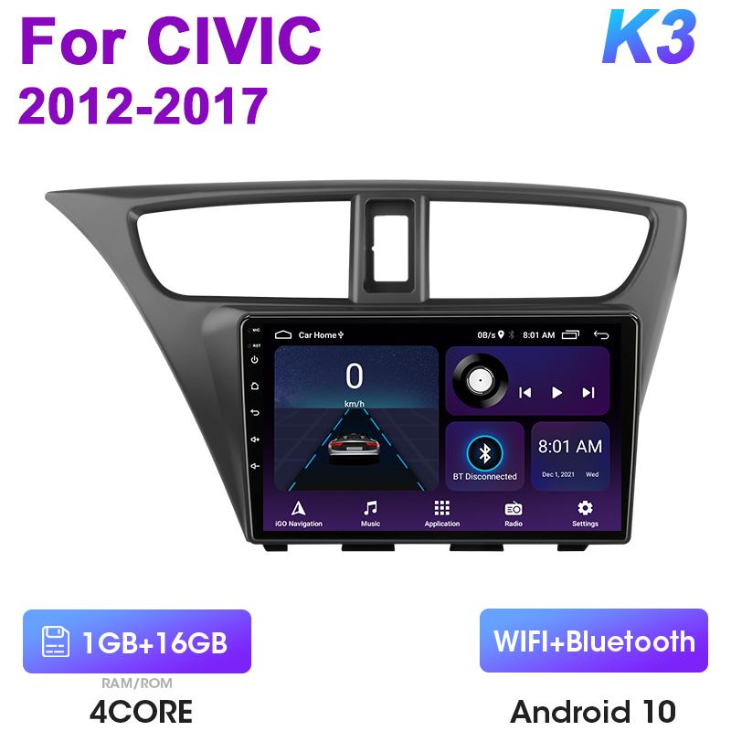 2 Din Android 12 Car Radio For Honda CIVIC Hatchback 2012 -2017 Multimedia Video Player GPS 4G Carplay Auto Stereo RDS Head Unit