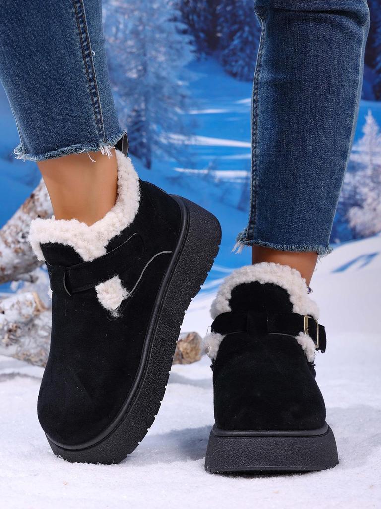 Birkenstock Damen 2025 Fleece-gefütterte Winter-Loafer mit dicker Sohle: Warme, pelzige, lässige Schneestiefel