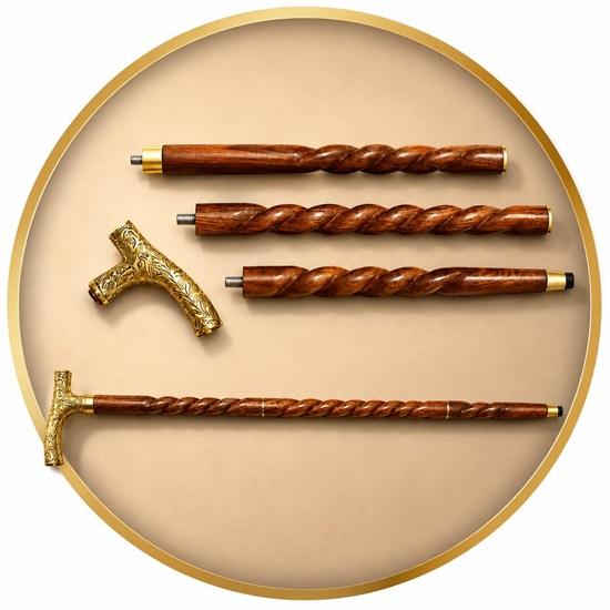 Luxury Wooden Walking Cane, Brass Derby Handle, Handcrafted Gentleman’s Walking Stick