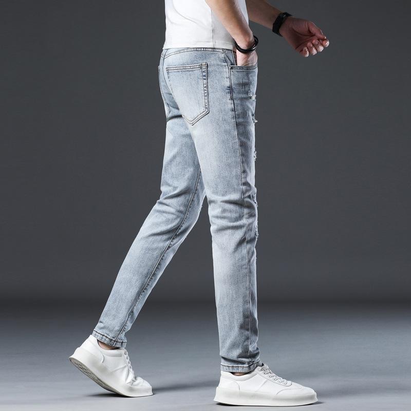 Męskie Letnie Dopasowane Dziewięciopunktowe Zwężane Elastyczne Codzienne Długie Spodnie dla Mężczyzn