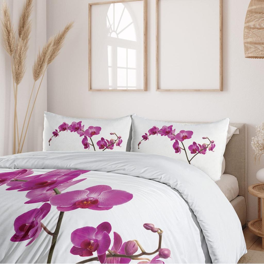 Wild Orchid Petals Three-Piece Quilt Cover Digital Printing Bedding Set Bed Cover